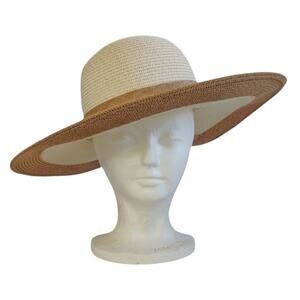 Large Brimmed Sun Hat with Bow Resort Wear Beach Casual Summer Cream Tan